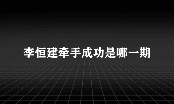 李恒建牵手成功是哪一期