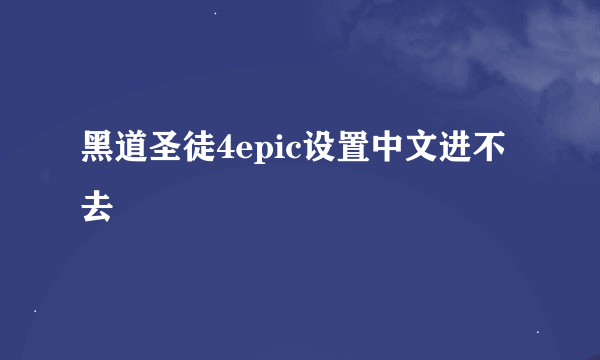 黑道圣徒4epic设置中文进不去