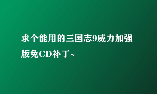 求个能用的三国志9威力加强版免CD补丁~