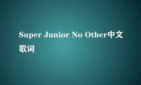 Super Junior No Other中文歌词