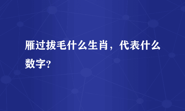 雁过拔毛什么生肖，代表什么数字？