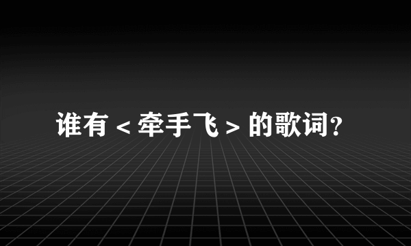 谁有＜牵手飞＞的歌词？