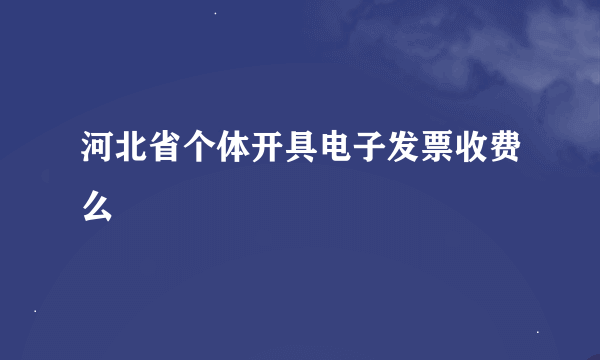 河北省个体开具电子发票收费么