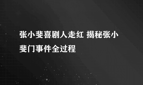 张小斐喜剧人走红 揭秘张小斐门事件全过程