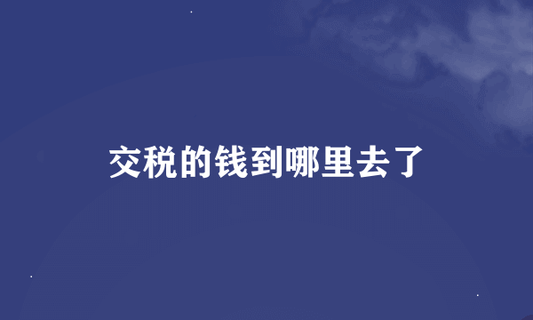 交税的钱到哪里去了