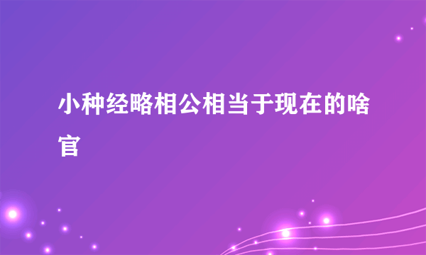 小种经略相公相当于现在的啥官