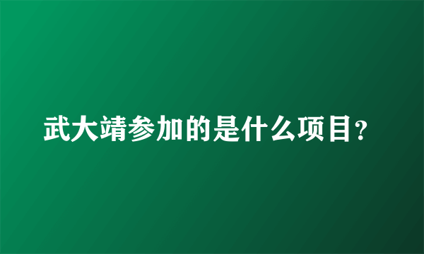 武大靖参加的是什么项目？