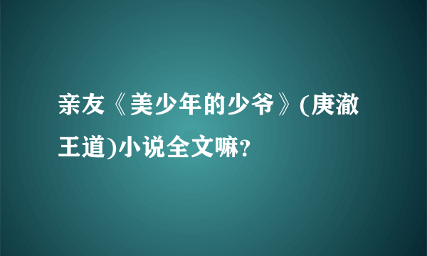 亲友《美少年的少爷》(庚澈王道)小说全文嘛？