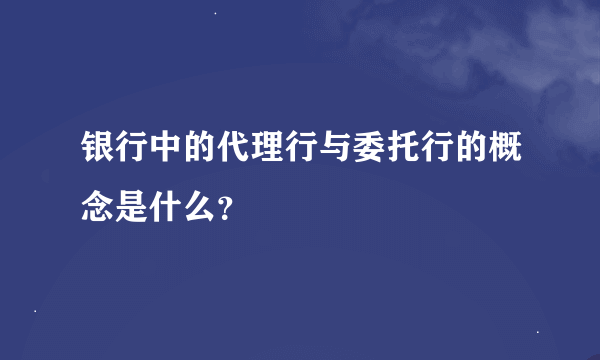 银行中的代理行与委托行的概念是什么？