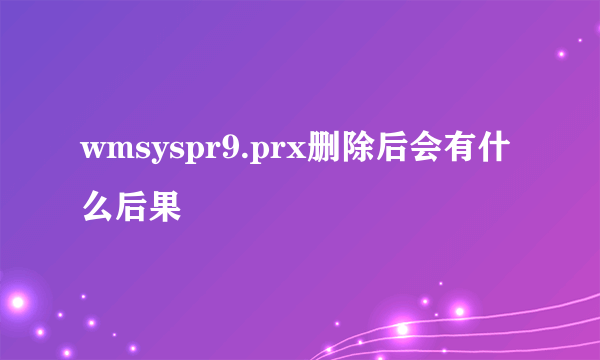 wmsyspr9.prx删除后会有什么后果