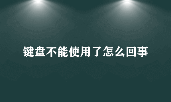 键盘不能使用了怎么回事