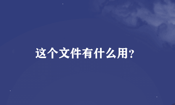 这个文件有什么用？