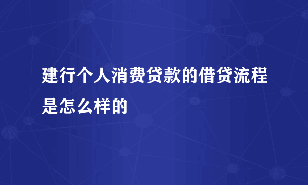 建行个人消费贷款的借贷流程是怎么样的