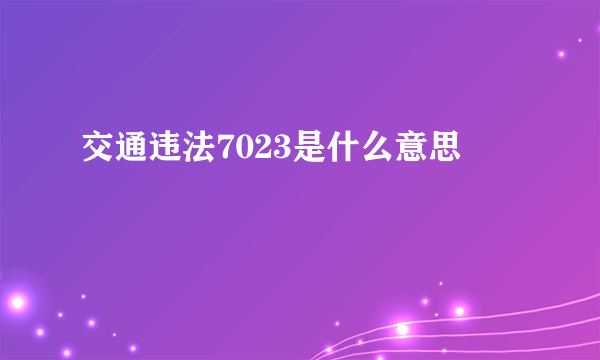 交通违法7023是什么意思