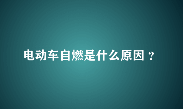 电动车自燃是什么原因 ？