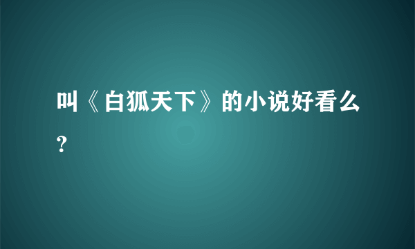 叫《白狐天下》的小说好看么？