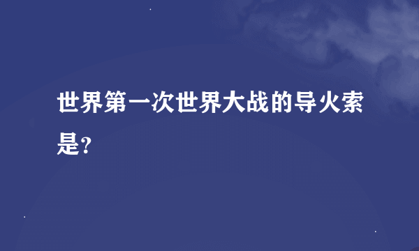 世界第一次世界大战的导火索是？