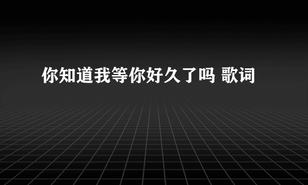 你知道我等你好久了吗 歌词