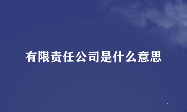 有限责任公司是什么意思