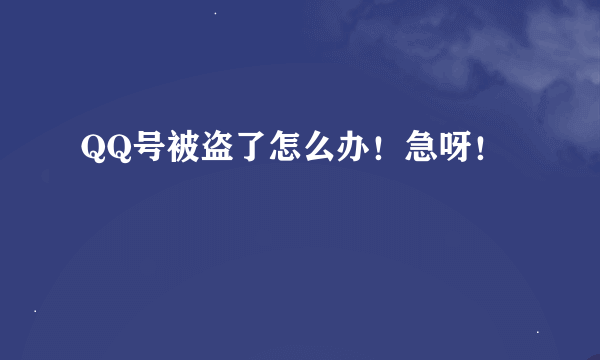 QQ号被盗了怎么办！急呀！