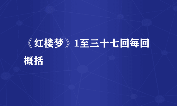 《红楼梦》1至三十七回每回概括