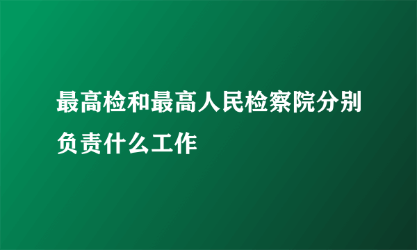 最高检和最高人民检察院分别负责什么工作