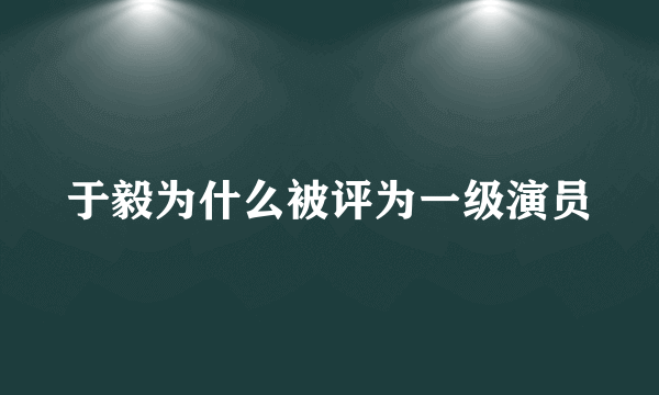 于毅为什么被评为一级演员