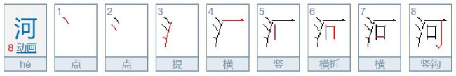 河的笔顺笔画顺序