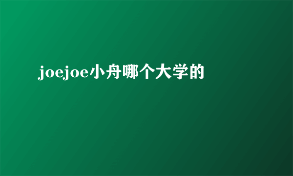 joejoe小舟哪个大学的