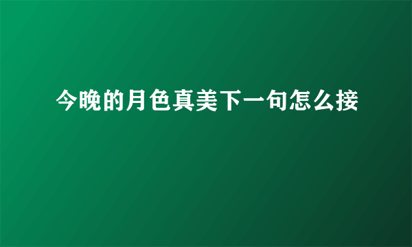 今晚的月色真美下一句怎么接