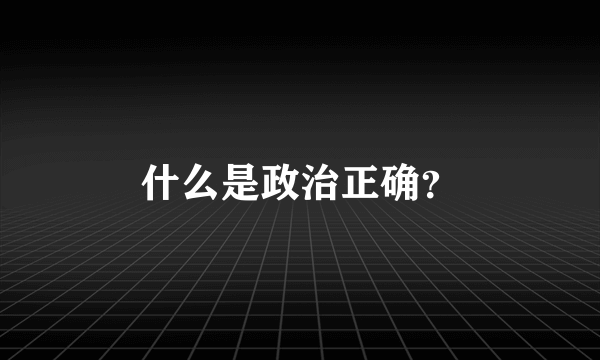 什么是政治正确？