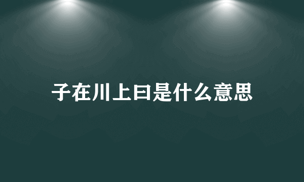 子在川上曰是什么意思