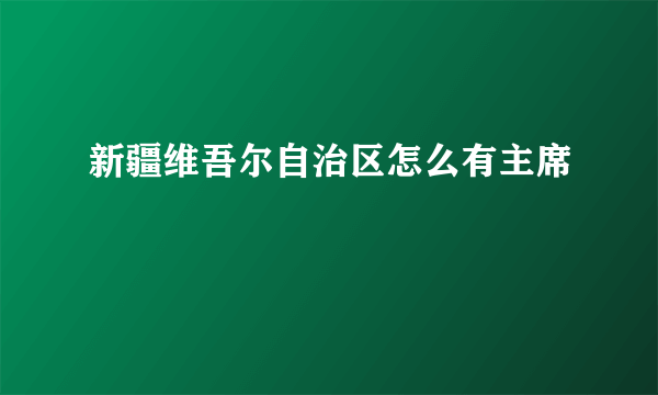 新疆维吾尔自治区怎么有主席