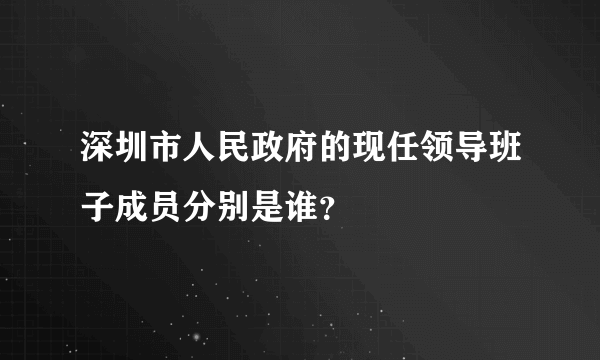 深圳市人民政府的现任领导班子成员分别是谁？