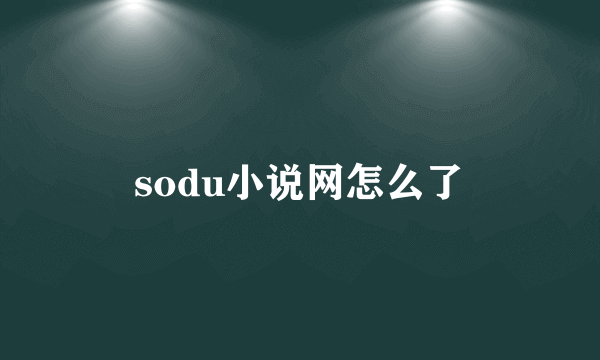 sodu小说网怎么了