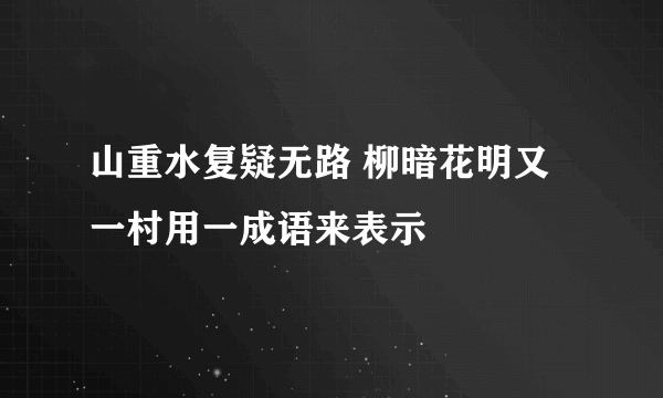 山重水复疑无路 柳暗花明又一村用一成语来表示