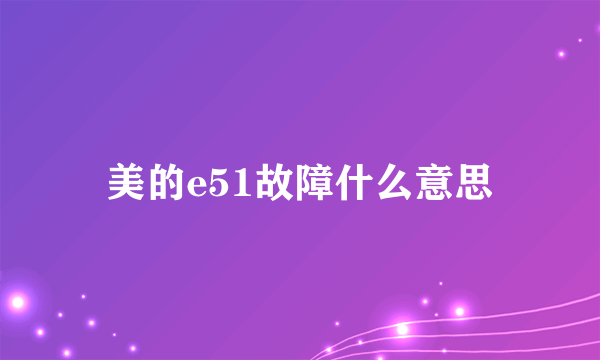 美的e51故障什么意思