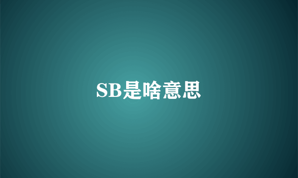 SB是啥意思