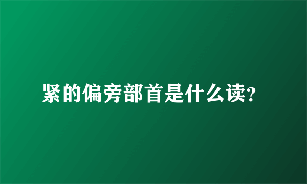 紧的偏旁部首是什么读？