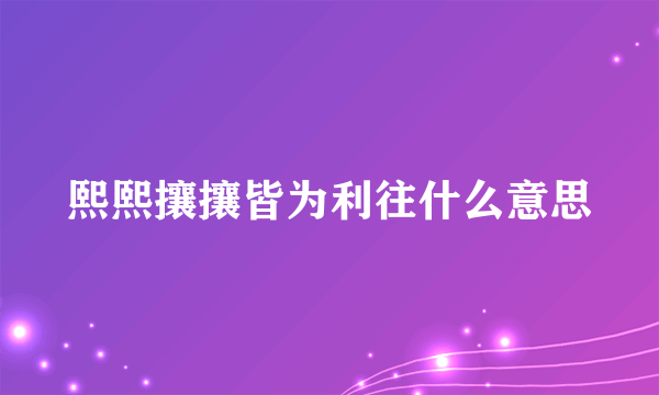 熙熙攘攘皆为利往什么意思