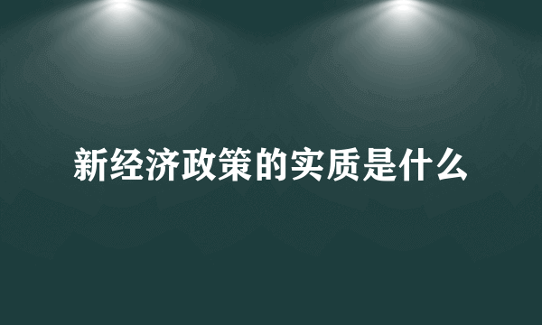 新经济政策的实质是什么