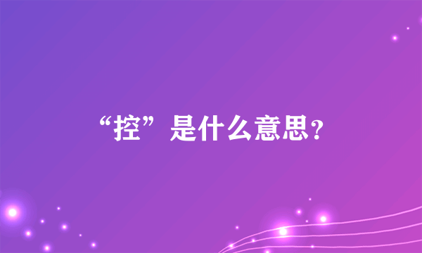 “控”是什么意思？