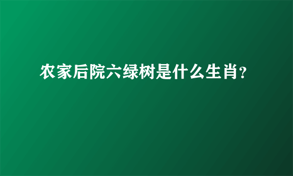 农家后院六绿树是什么生肖？