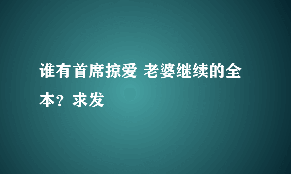 谁有首席掠爱 老婆继续的全本？求发