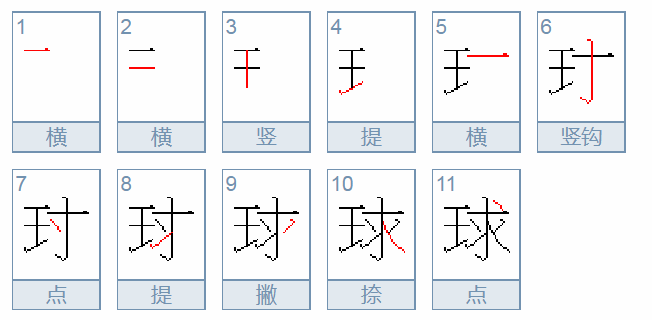 球的笔画顺序怎么写