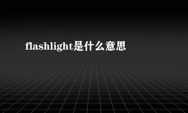 flashlight是什么意思