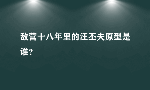 敌营十八年里的汪丕夫原型是谁？