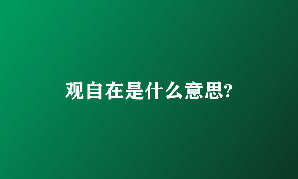 观自在是什么意思?