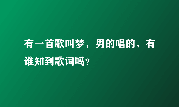 有一首歌叫梦，男的唱的，有谁知到歌词吗？