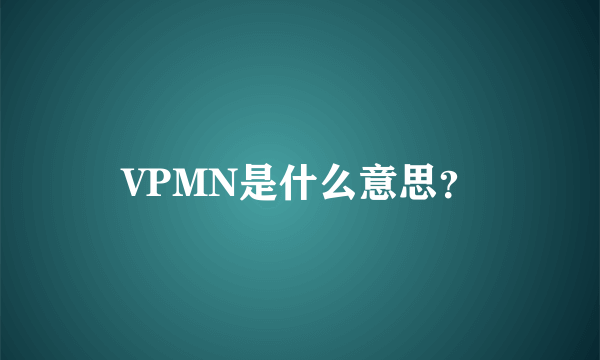 VPMN是什么意思？